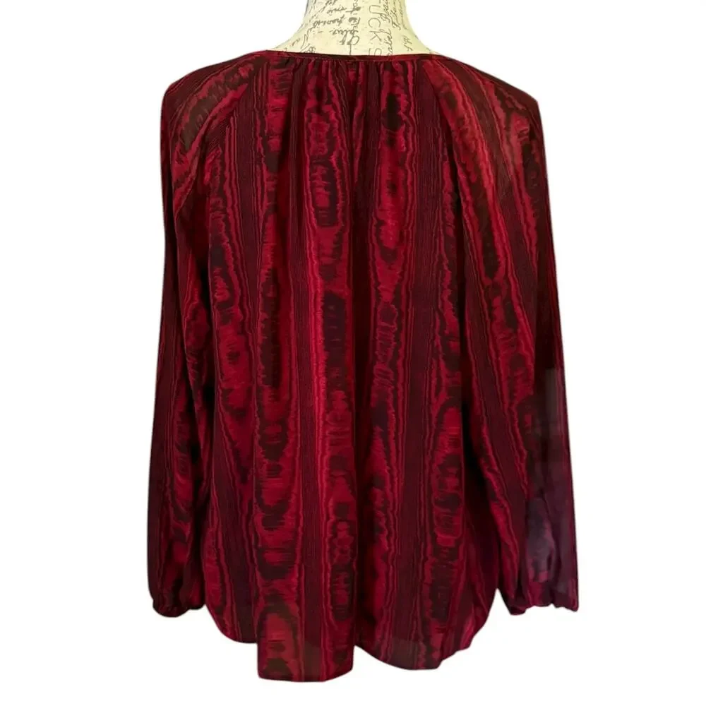 Michael Kors Red Long Sleeve Peasant Blouse Shirt Size Small